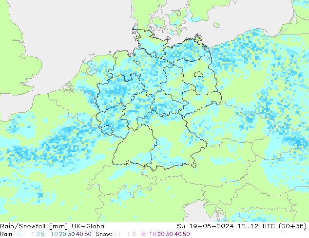 Rain/Snowfall UK-Global Dom 19.05.2024 12 UTC