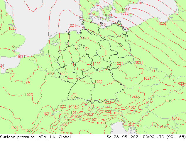 приземное давление UK-Global сб 25.05.2024 00 UTC