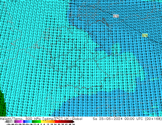 Height/Temp. 500 hPa UK-Global  25.05.2024 00 UTC