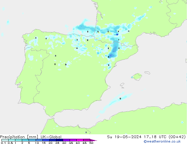 Precipitazione UK-Global dom 19.05.2024 18 UTC