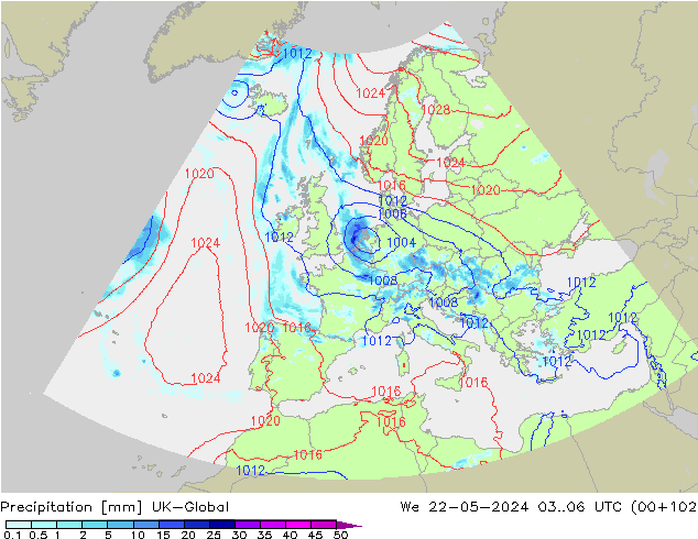 Precipitazione UK-Global mer 22.05.2024 06 UTC