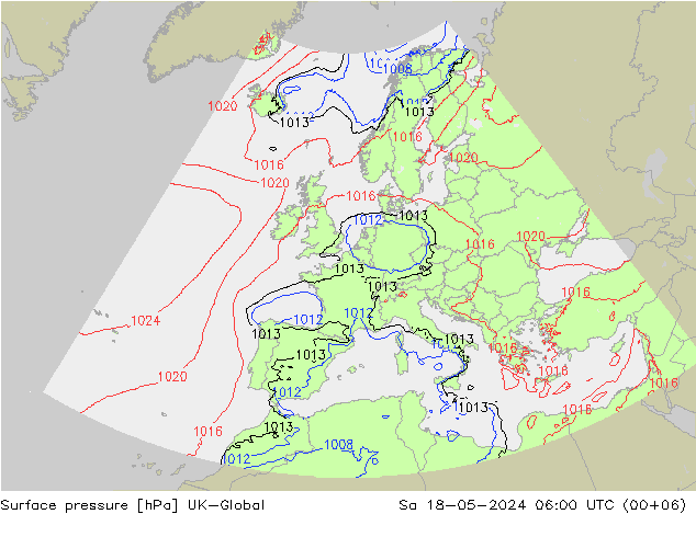 pression de l'air UK-Global sam 18.05.2024 06 UTC
