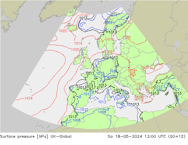 Surface pressure UK-Global Sa 18.05.2024 12 UTC