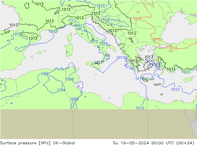 Luchtdruk (Grond) UK-Global zo 19.05.2024 00 UTC