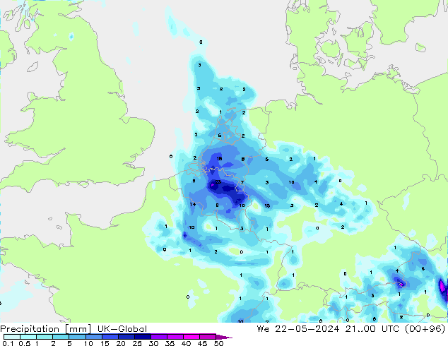 Neerslag UK-Global wo 22.05.2024 00 UTC