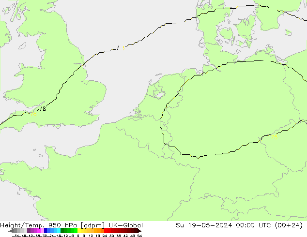 Géop./Temp. 950 hPa UK-Global dim 19.05.2024 00 UTC