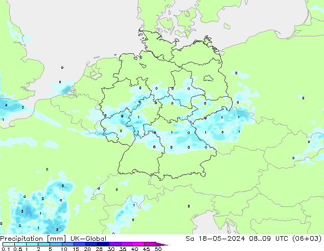 Precipitación UK-Global sáb 18.05.2024 09 UTC