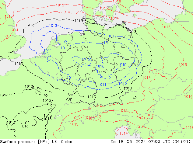 Surface pressure UK-Global Sa 18.05.2024 07 UTC