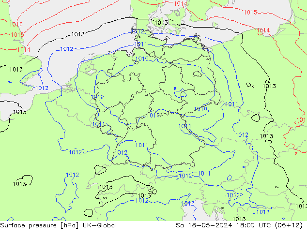 地面气压 UK-Global 星期六 18.05.2024 18 UTC