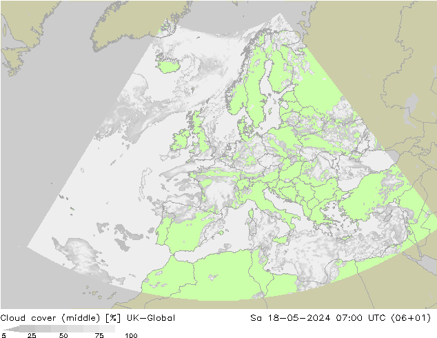 Bewolking (Middelb.) UK-Global za 18.05.2024 07 UTC