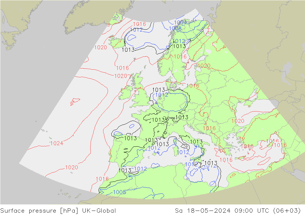 Luchtdruk (Grond) UK-Global za 18.05.2024 09 UTC