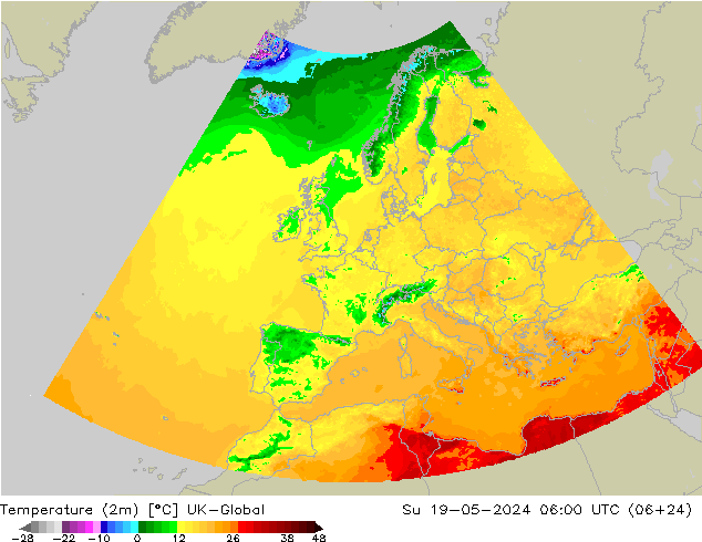 Temperature (2m) UK-Global Ne 19.05.2024 06 UTC
