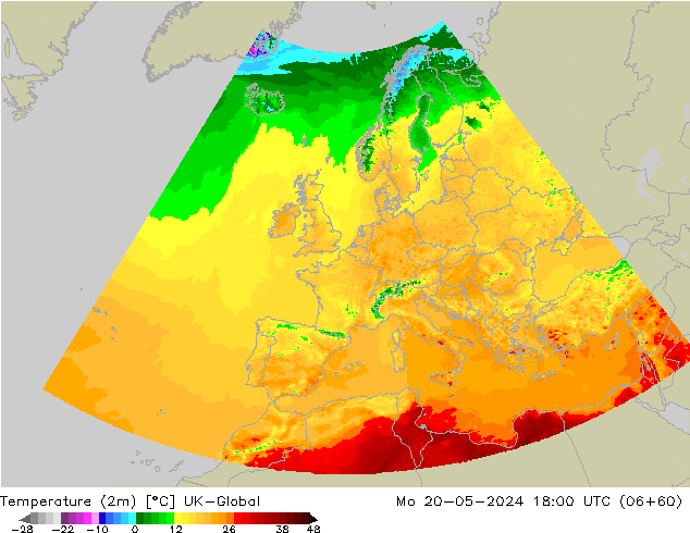 Temperature (2m) UK-Global Po 20.05.2024 18 UTC
