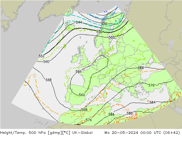 Height/Temp. 500 hPa UK-Global Mo 20.05.2024 00 UTC