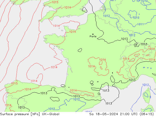 pressão do solo UK-Global Sáb 18.05.2024 21 UTC