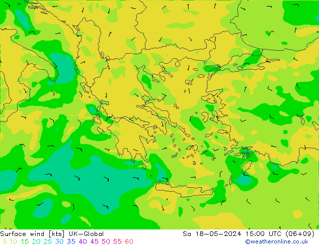 Vento 10 m UK-Global Sáb 18.05.2024 15 UTC