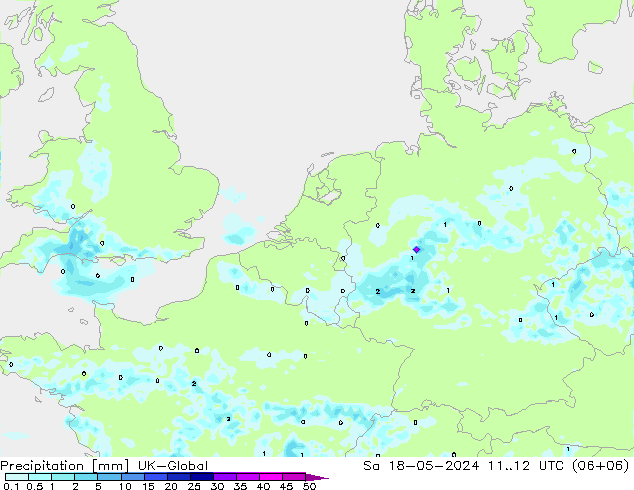 Precipitación UK-Global sáb 18.05.2024 12 UTC