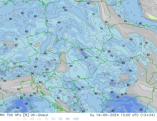 Humidité rel. 700 hPa UK-Global dim 19.05.2024 12 UTC