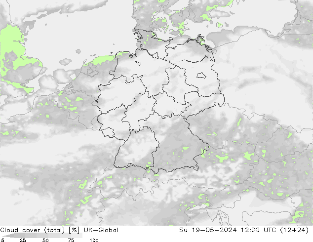 Nuages (total) UK-Global dim 19.05.2024 12 UTC