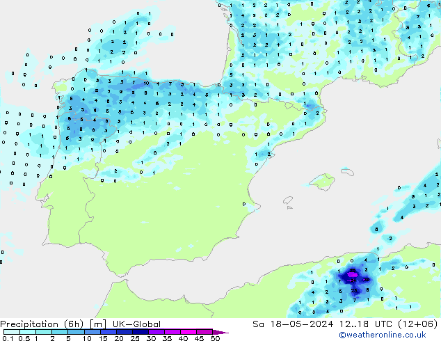 Precipitation (6h) UK-Global Sa 18.05.2024 18 UTC