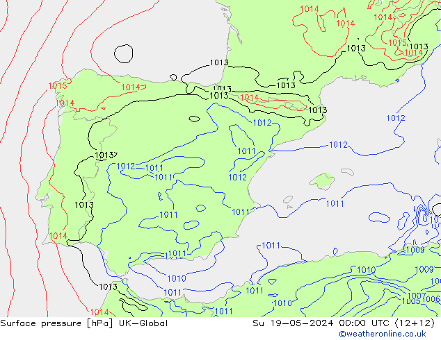 pression de l'air UK-Global dim 19.05.2024 00 UTC