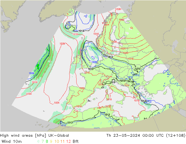 High wind areas UK-Global jeu 23.05.2024 00 UTC