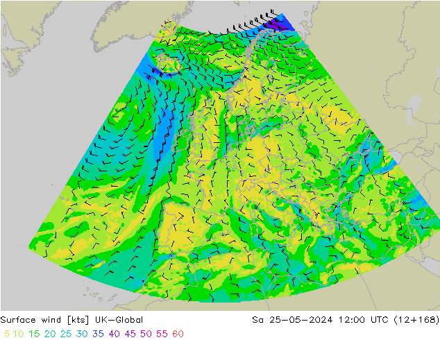 ветер 10 m UK-Global сб 25.05.2024 12 UTC
