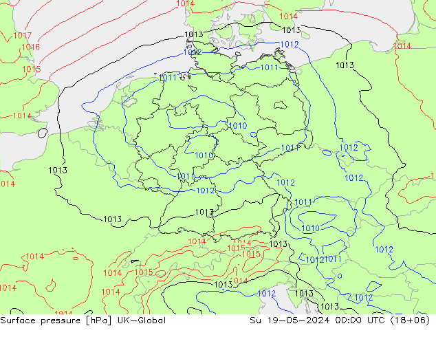 地面气压 UK-Global 星期日 19.05.2024 00 UTC