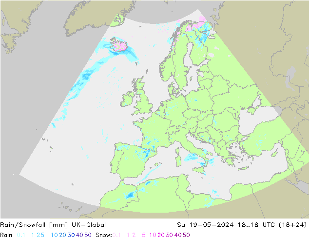 Rain/Snowfall UK-Global dim 19.05.2024 18 UTC