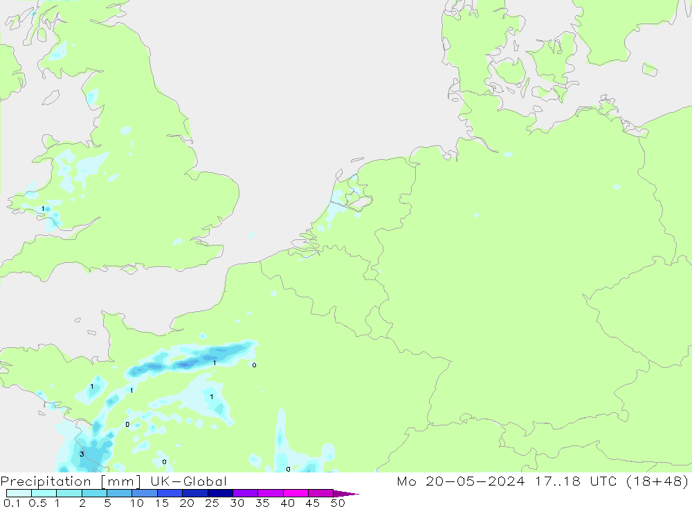 Niederschlag UK-Global Mo 20.05.2024 18 UTC