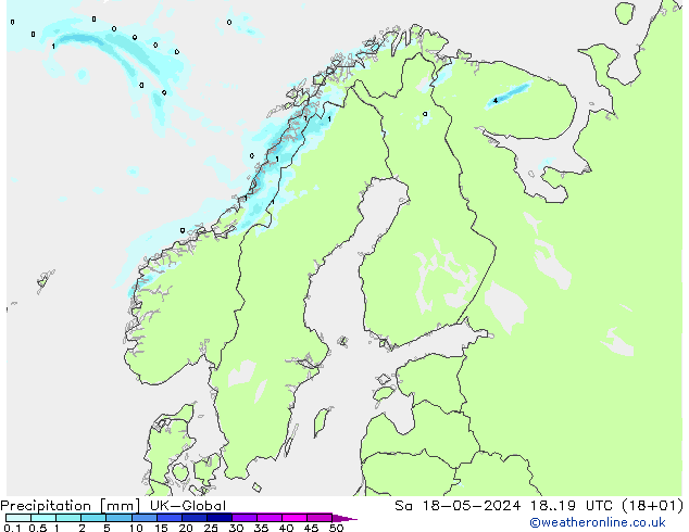 Niederschlag UK-Global Sa 18.05.2024 19 UTC