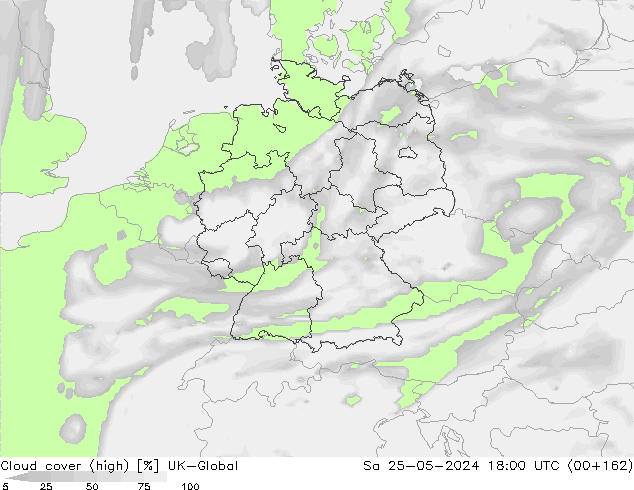Cloud cover (high) UK-Global Sa 25.05.2024 18 UTC