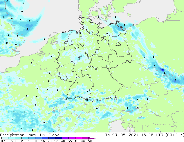 precipitação UK-Global Qui 23.05.2024 18 UTC