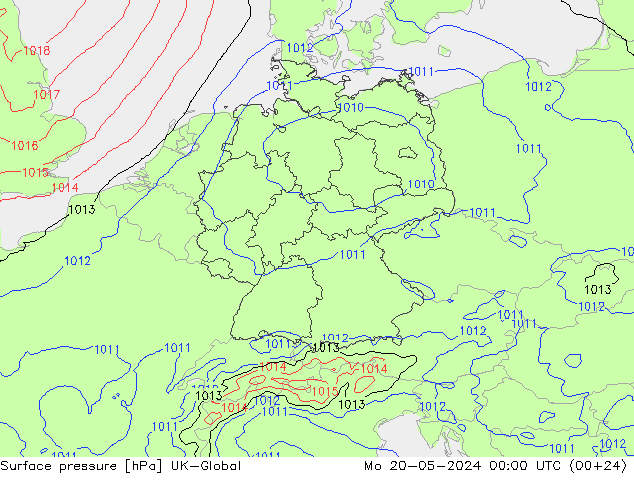 地面气压 UK-Global 星期一 20.05.2024 00 UTC