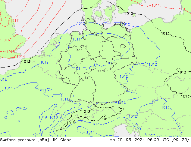 pression de l'air UK-Global lun 20.05.2024 06 UTC