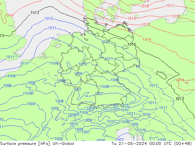 Presión superficial UK-Global mar 21.05.2024 00 UTC