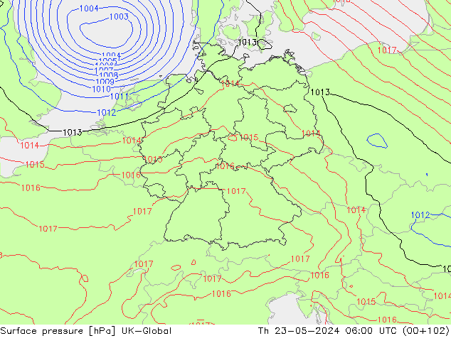 pressão do solo UK-Global Qui 23.05.2024 06 UTC