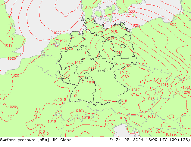 приземное давление UK-Global пт 24.05.2024 18 UTC