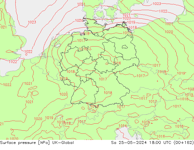 Atmosférický tlak UK-Global So 25.05.2024 18 UTC