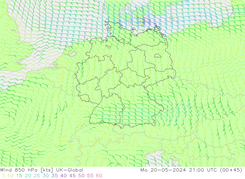 Rüzgar 850 hPa UK-Global Pzt 20.05.2024 21 UTC