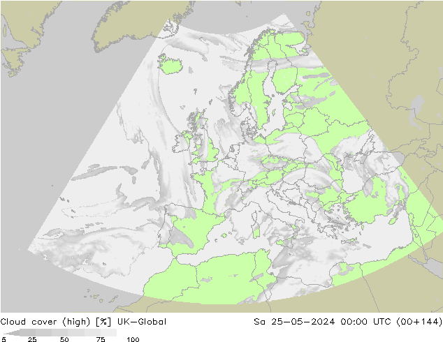 Nuages (élevé) UK-Global sam 25.05.2024 00 UTC
