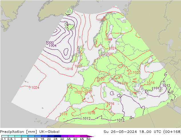 Precipitation UK-Global Su 26.05.2024 00 UTC
