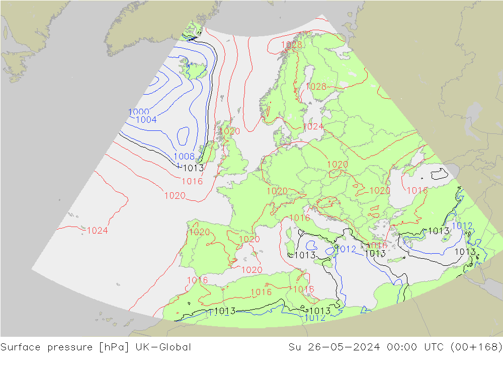 pression de l'air UK-Global dim 26.05.2024 00 UTC