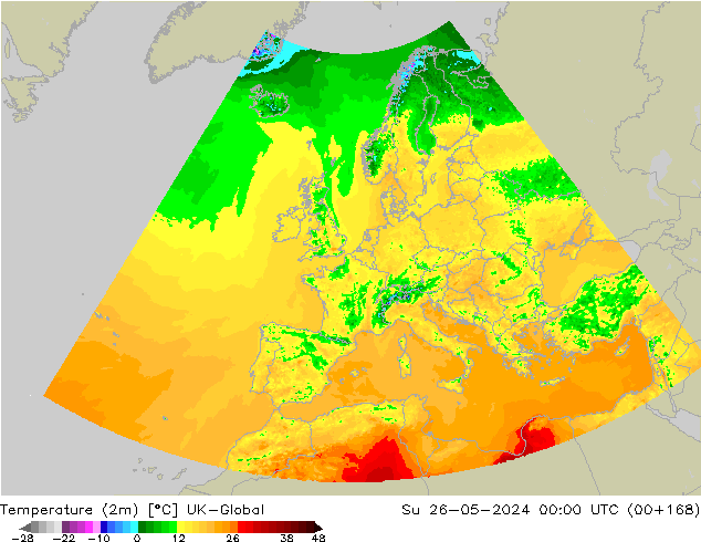 mapa temperatury (2m) UK-Global nie. 26.05.2024 00 UTC