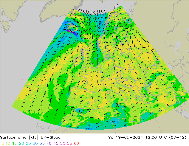 ветер 10 m UK-Global Вс 19.05.2024 12 UTC