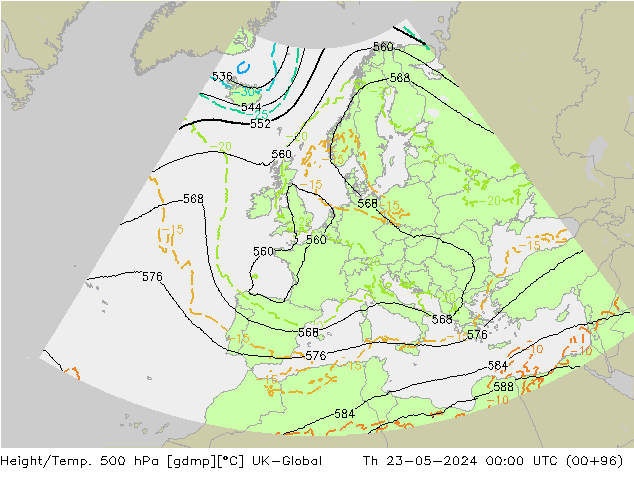 Hoogte/Temp. 500 hPa UK-Global do 23.05.2024 00 UTC