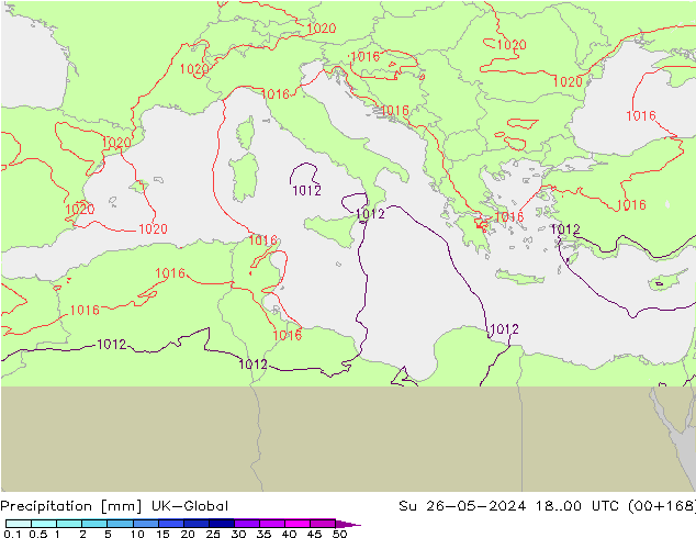 Yağış UK-Global Paz 26.05.2024 00 UTC