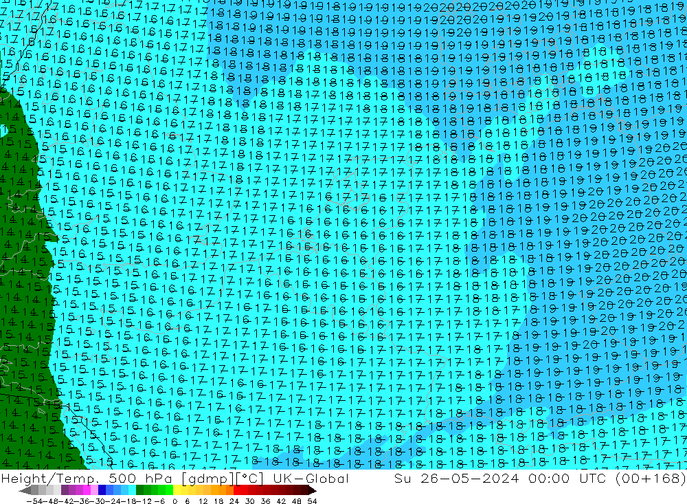 Géop./Temp. 500 hPa UK-Global dim 26.05.2024 00 UTC