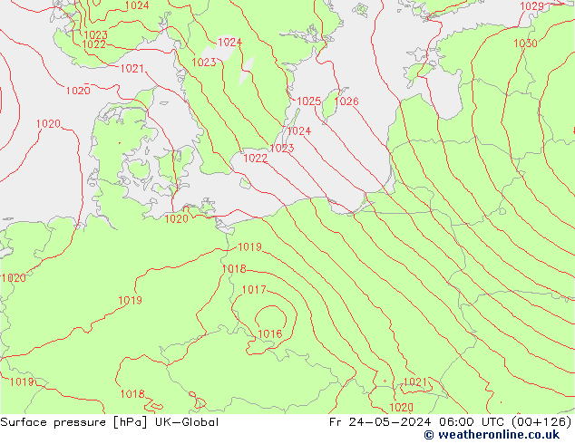 Luchtdruk (Grond) UK-Global vr 24.05.2024 06 UTC