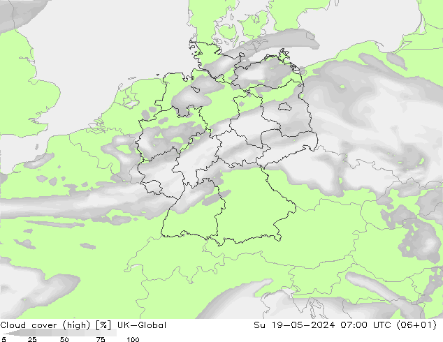 Bewolking (Hoog) UK-Global zo 19.05.2024 07 UTC